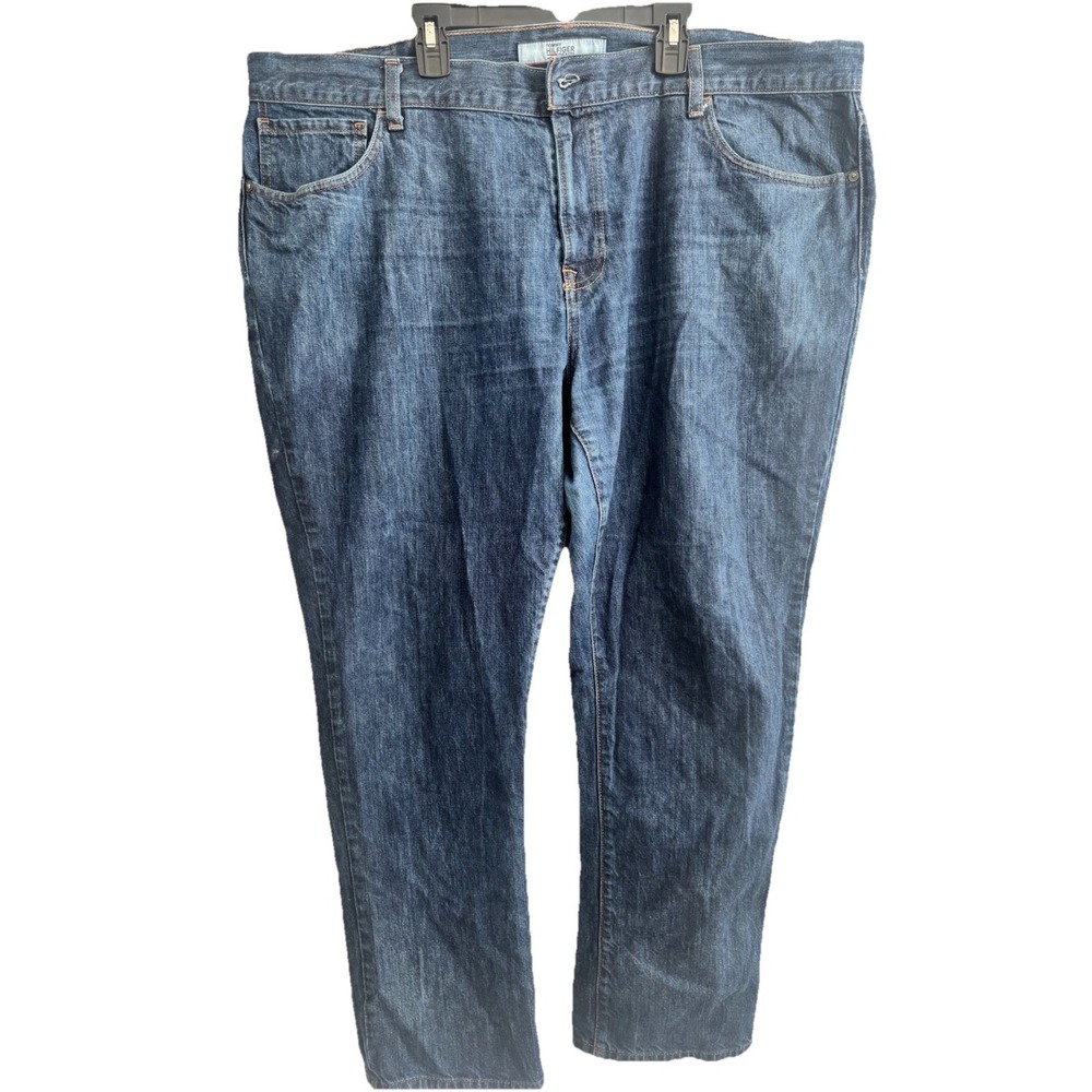 Tommy Hilfiger Men's Straight Leg Dark‎ Wash Blue Denim Jeans Size 42x29 Cotton